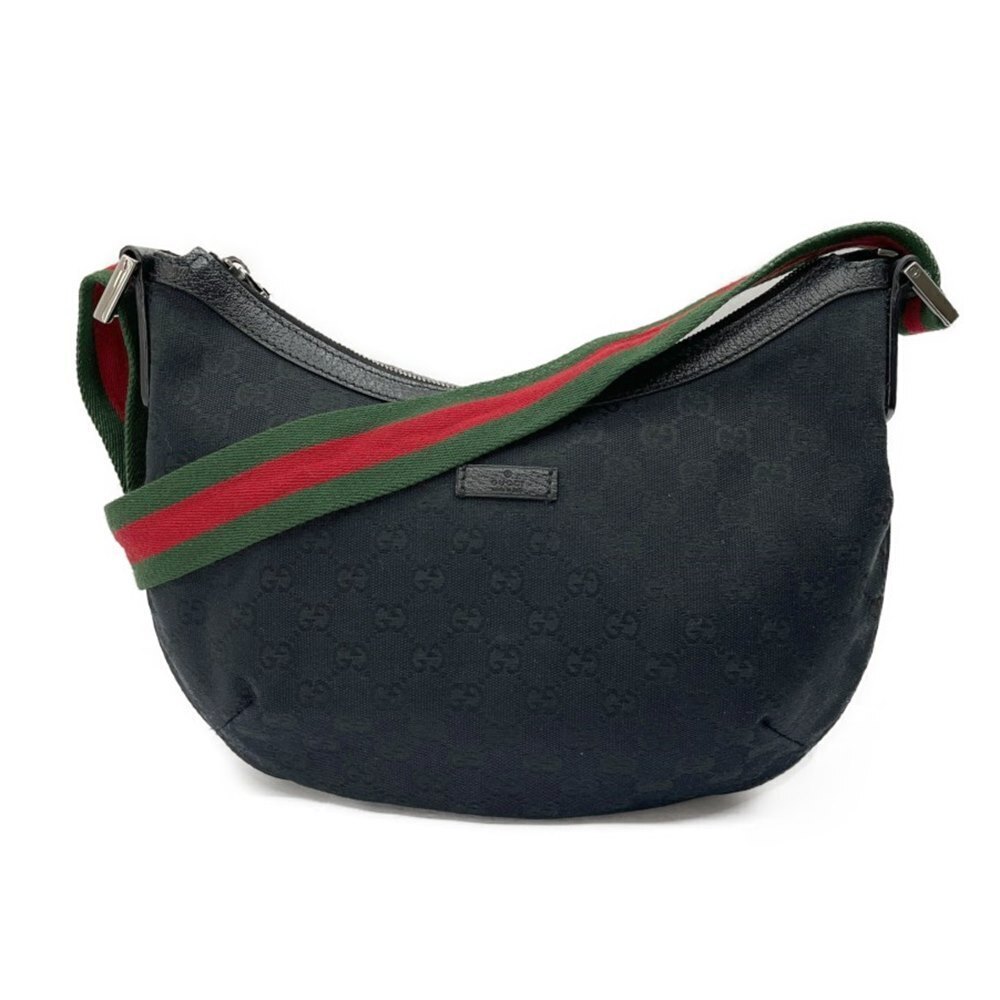 Gucci Monogram Web Half Moon Hobo Bag GG monogram black leather